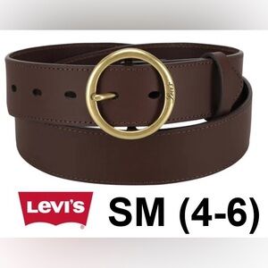 Women’s Small Levi's Dark Brown Belt with Gold Ring Buckle